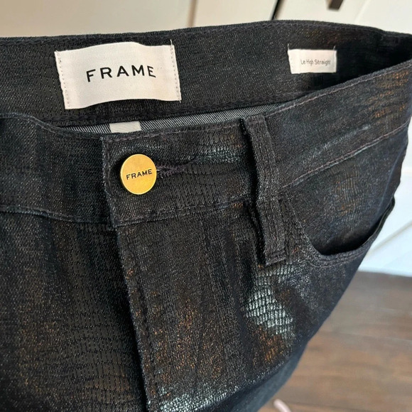 Frame Le High Straight Coated Indigo Lizard Jeans Size 29 - Picture 6 of 8